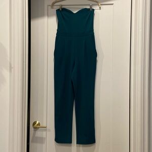 Teal express jumpsuit sweetheart neck sleeveless xs